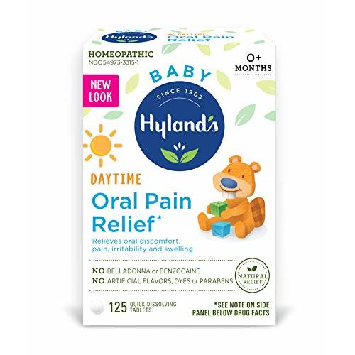 Hyland's Baby Oral Pain Relief Tablets with Chamomilla, Soothing Natural Relief of Oral Discomfort, Irritability, and Swelling, 125 Count - Packaging May Vary