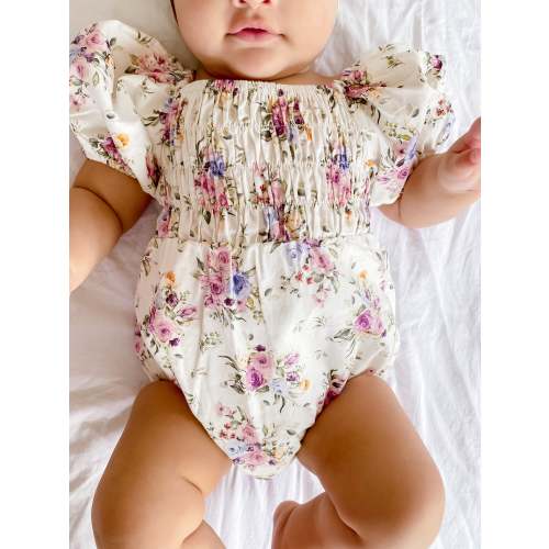 Antoinette Baby Girl White Floral Romper