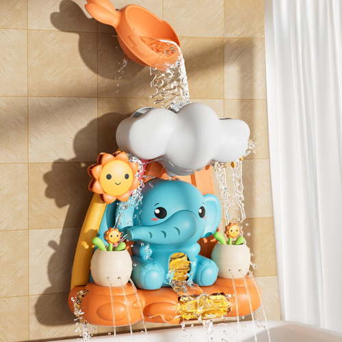 Elephant Water Wheel Bath Toy with Suction Cup Water Powered Rotating Shower Toy for Babies Toddlers Bathtub Time(Multicolor)