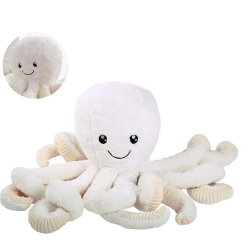 JOSON Cute Octopus Plush Toys, Soft Octopus Stuffed Animals, Girls and Boys Adult Birthday (16 Inch, White)