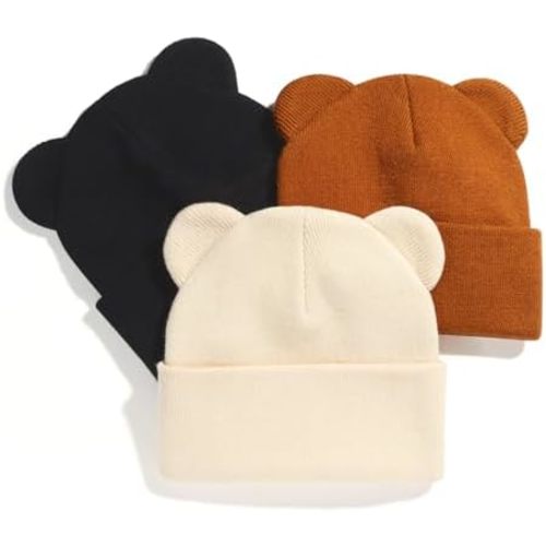 Baby Winter Beanie Hat,Kids Cute Bear Ears Soft Knit Beanie for Infant Boys Girl Warm Winter Hat Caps