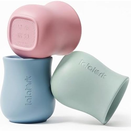 lalalark Baby Open Cups, Silicone Training Cups, 3-Pack,Green/Blue/Pink