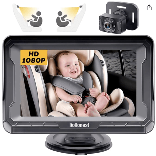 DoHonest Baby Car Camera HD 1080P - Rear-Facing Car Baby Monitor with Night Vision, Adjustable View Angle, Easy Setup, Anti-Glare Display, Safety for Kids & Infants