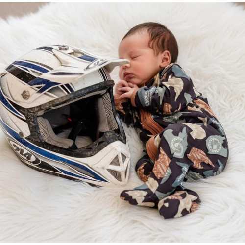 BEST SELLER - Motocross Baby Boy Sleeper Zippered Infant Dirt Bike Baby Boy Going Home Outfit Newborn Baby Pajamas Baby Shower Gift