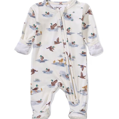 Angel Dear Baby Boys Bamboo Long Sleeve Migrating Mallards 2-Way Zipper Footie | Dillard's