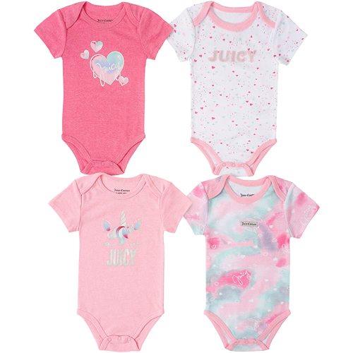 Juicy Couture baby-girls 4 Pieces Pack Bodysuits