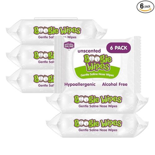 Baby Wipes Unscented by Boogie Wipes, Wet Wipes for Face, Hand, Body & Nose, Made with Vitamin E, Aloe, Chamomile and Natural Saline, 180 Count-30 Count (Pack of 6)