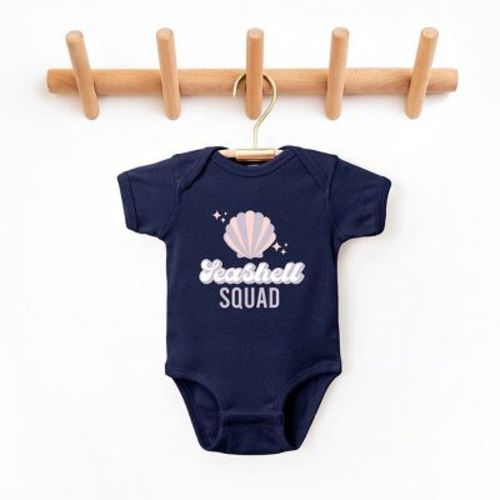 The Juniper Shop Seashell Squad Baby Bodysuit - 12 Month - Navy
