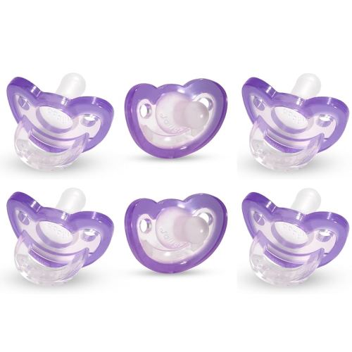RaZbaby Jollypop Pacifier for Newborns & Up, USA Made, Natural Shaped Orthodontic Binky, Lovingly Shared in NICUs & Hospitals Worldwide, Medical-Grade 100% BPA-Free - 0-3 Months, 6 Pack - Lavender