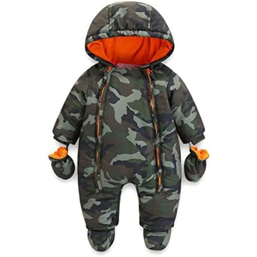 Baby Winter Snowsuit Romper Hooded Zipper, Boys Girls Thick Warm Jumpsuit Waterproof, Toddler Infant Outfit Snow Wear Suit