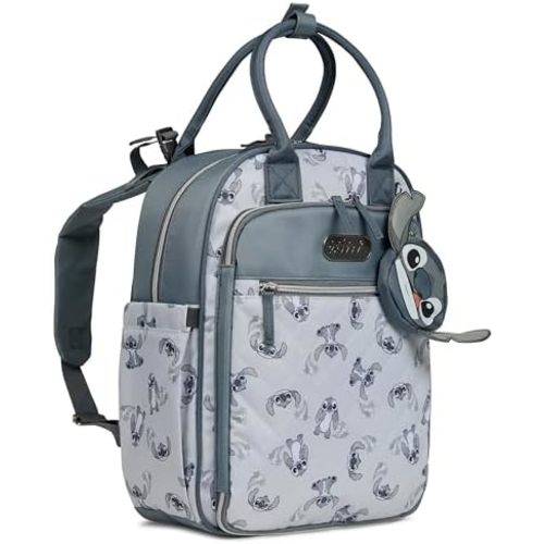 Disney Diaper Bag Backpack with Changing Pad Stich – 16” Nylon Baby Bag for Parents, Insulated Bottle Holders, Multiple Storage Pockets