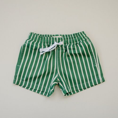 Kids Cabana Striped Shorts Emerald 3-6M - Olive + Scout x Julie Sousa