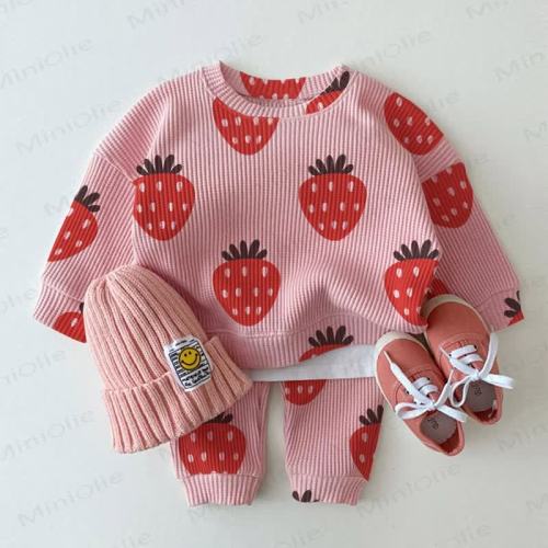 Baby Toddler Strawberry Pink Waffle 2-piece Set – MiniOlie