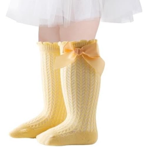 Baby Knee High Socks Newborn Ruffle Bow Sock Infant Toddler Long Socks Girls Uniform Stockings