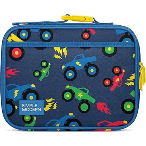 Simple Modern Kids Lunch Box for School | Reusable Insulated Lunch Bag for Toddler, Girl, and Boy | Meal Containers with Exterior & Interior Pockets | Hadley Collection | Monster Truck Rally