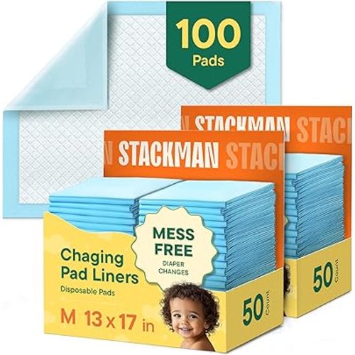 Disposable Changing Pads [100-Pack] Diaper Pad for Baby, Puppy & Dog - Pee & Wee Underpads - Chux Potty Training Liner - Changing Table Cover - 17"x13" Leak-Proof Liners for Incontinence & Travel Use