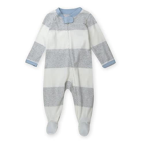 HonestBaby Sleep & Play Footed One-piece Pajama Sleeper 100% Organic Cotton, Baby Boys
