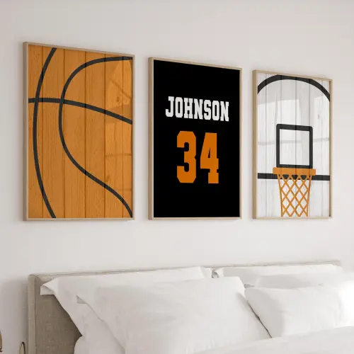 Basketball Prints, Boys Bedroom Decor, Basketball Nursery Wall Art Prints, Set of 3 Basketball Canvas, Basketball Wall Decor for Boys Girls