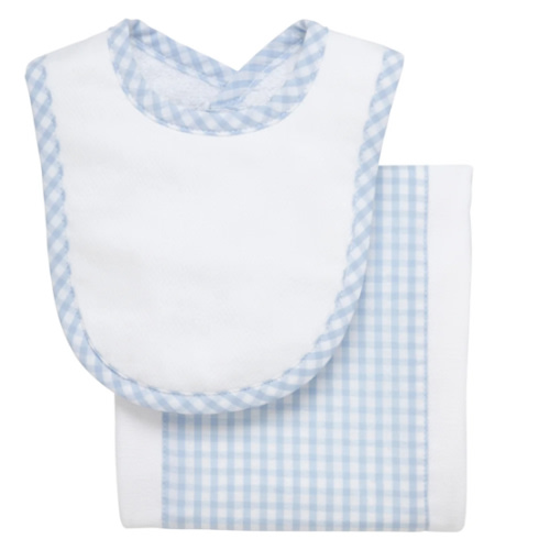 Big Check Drooler Bib & Burp Set
