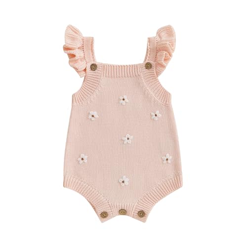 Newborn Baby Girl Knit Overall Sleeveless Strap Halter Sweater Romper One Piece Bodysuit Jumpsuit Summer Clothes