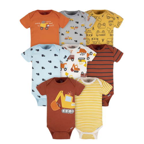 Gerber Baby Boy Short Sleeves Onesies Bodysuits, 8-Pack, Sizes Newborn-12M