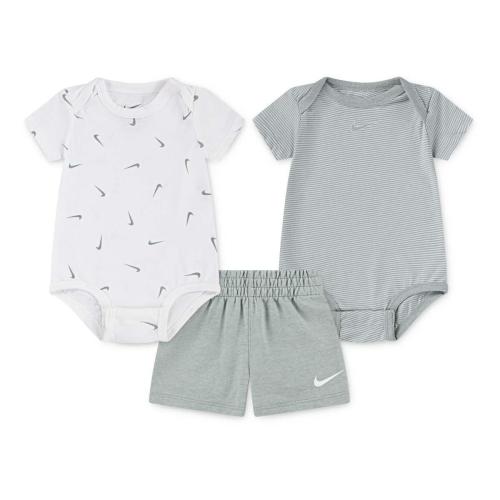 Baby Nike Essentials 3-Piece Swooshfetti Onesie and Shorts Set
