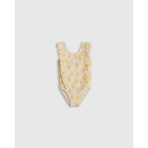 Ruffle One Piece Swimsuit - Baby in Navy Seashells