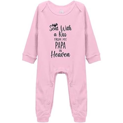 Baby Bodysuit,Sent with A Kiss from My Papa in Heaven-Newborn Infant Baby Bodysuit White Long Sleeve 0-24 Months