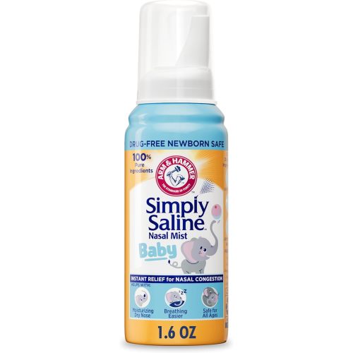 ARM & HAMMER Simply Saline Baby Nasal Mist Saline Spray, 1.6 oz