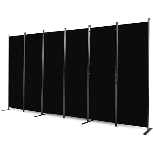 Room Divider, 6 Panel Folding Privacy Screens with Wider Support Feet, 6 Ft Portable Room Partition for Room Separator, 132" W X 71" H, Black