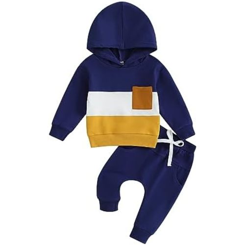 Infant Baby Boy Fall Winter Clothes Outfits Hooded Long Sweatshirt Pants Set Toddler Clothes 6 12 18 24 Months 2T