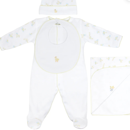 Bath Time Embroidery and Printed Set 4 Pieces | Baby Unisex