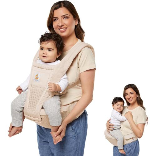 Ergobaby Alta Hip Seat All-Position Breathable Mesh Hip Seat & Carrier, Natural Beige