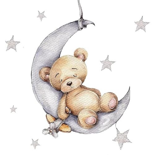 Nursery Wall Decals, Animals, Elephants and Bears, Peel and Stick Decor for Baby Room (Gray/Beige)