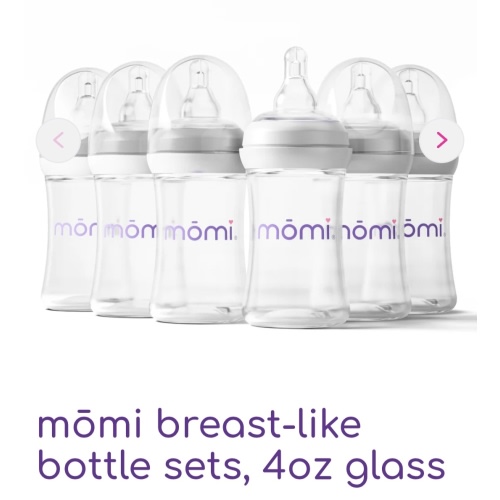 mōmi breast-like bottle sets, 4oz glass