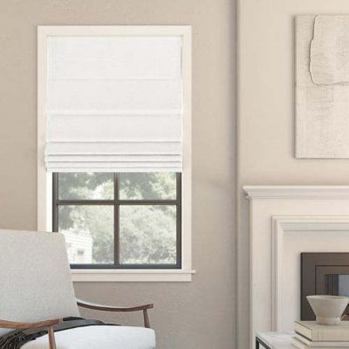 31"x64" Sun Zero 100% Blackout Somerton Textured Cordless Roman Window Shade White: Indoor Polyester Blinds