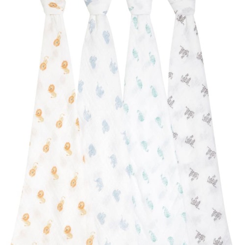 Animal Kingdom Organic Muslin Swaddle 4pk | aden + anais