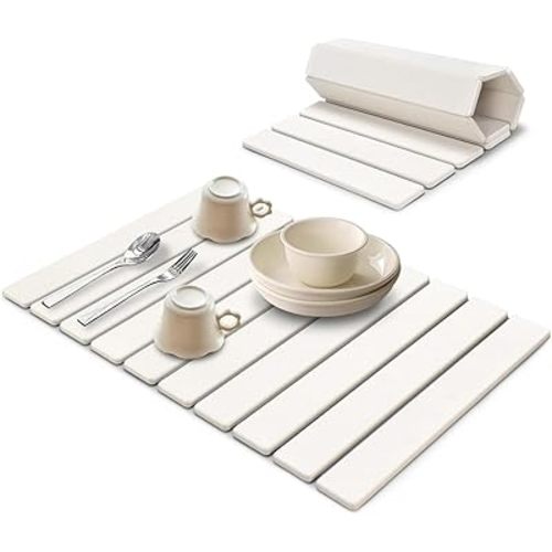 Large Stone Dish Drying Mats for Kitchen Counter, Eco - Friendly Diatomaceous Stone Mats, Non - Slip Collapsible Absorbable Stone Dish Drying Mat for Multi - Purpose, Match Any Countertop, 24"×16"