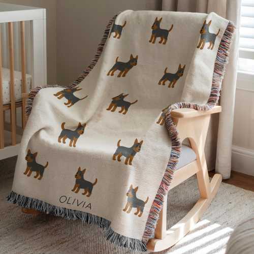 Personalized Heeler Dog Baby Blanket, Custom Name Puppy Breed Nursery Throw, Baby Shower Gift, Cattle Dog Heeler Lover Kids Room Decor