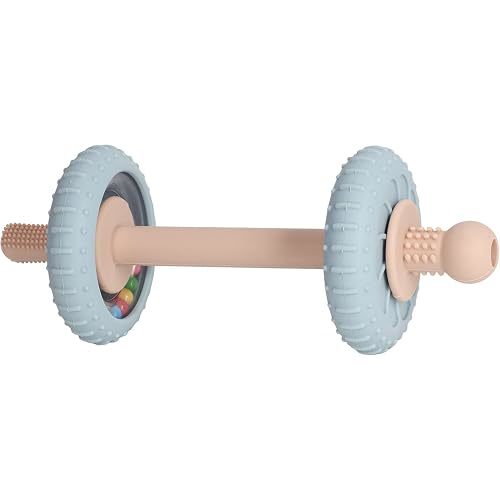 Baby Teething Toys Baby Rattle Teething Straw 3-in-1 Barbell-Shaped