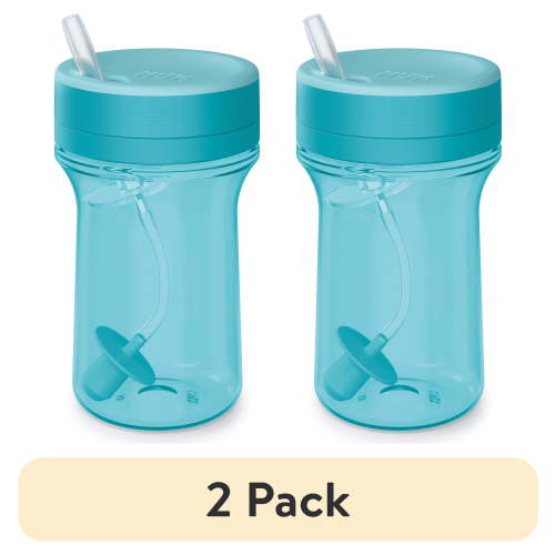 (2 pack) NUK Everlast Weighted Straw Cup, 10 oz, 12+ Months, Unisex, 1 Count