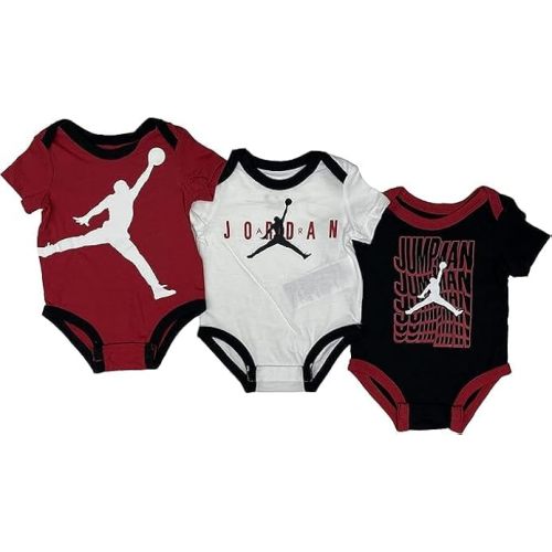 Nike Jordan Baby Assorted Bodysuits 3 Pack (B(555988-023)/W, 6 Months)