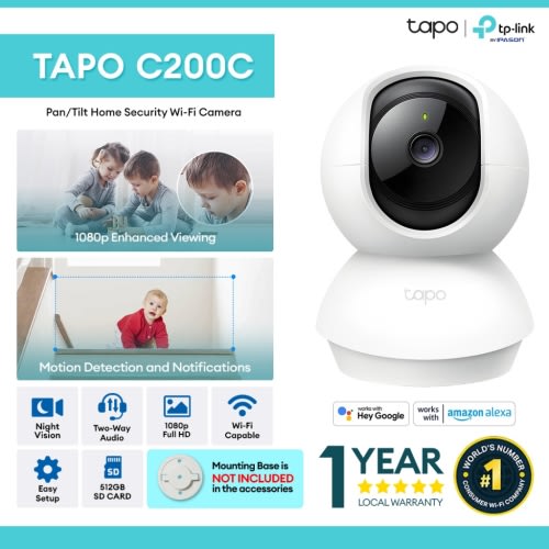 TP-Link Tapo C200C CCTV Camera 1080P Security Wireless Indoor CCTV Cameras Pan/Tilt Home Security