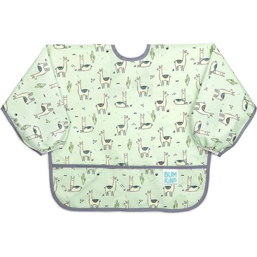 Bumkins Sleeved Bib Baby Bib, Toddler Bib, Smock, Waterproof Fabric, Fits Ages 6-24 Months