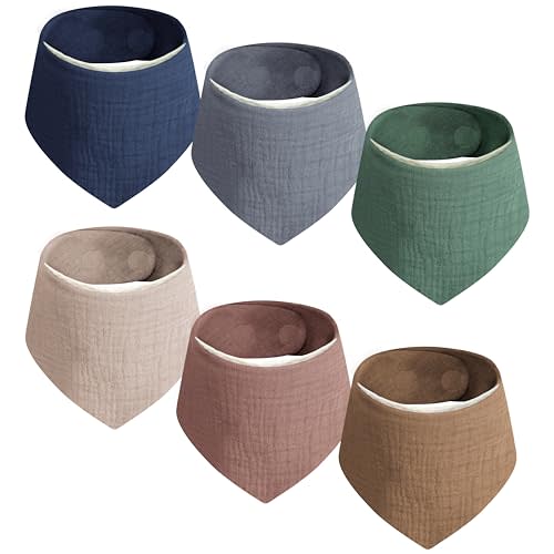 GUNTAIL Magnetic Bandana Drool Bibs 6-pack - Magnetic Closure Baby Bibs - Safe, Easy, Chic Teething Bib