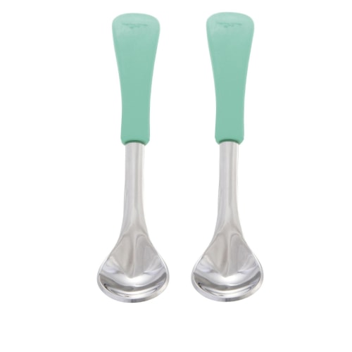 Stainless Steel Infant Spoons, Green 2 Pack