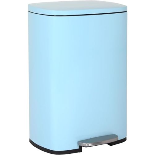 Dopinmin 13 Gallon Blue Trash Can Step On Trash Cans for Kitchen
