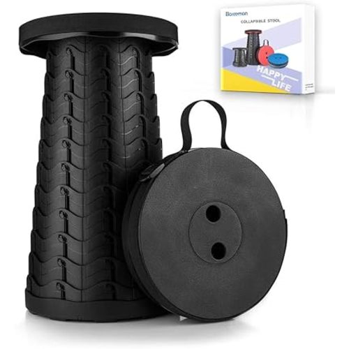 Boreeman Upgraded Folding Stool Lightweight Yet More Sturdy with Load Capacity 400lbs Portable Collapsible Stool for Camping Fishing Hiking BBQ (Black)