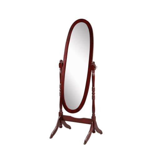 Roundhill Furniture Traditional Queen Anna Style Wood Floor Cheval Mirror, Cherry Finish