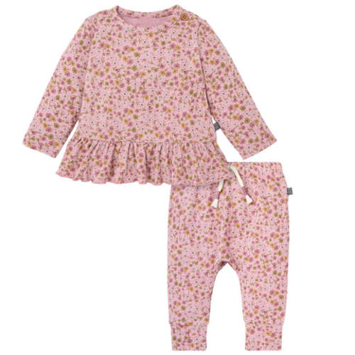 2-Piece Baby Girls Rose Ditsy Floral Hacci Peplum Top and Pants